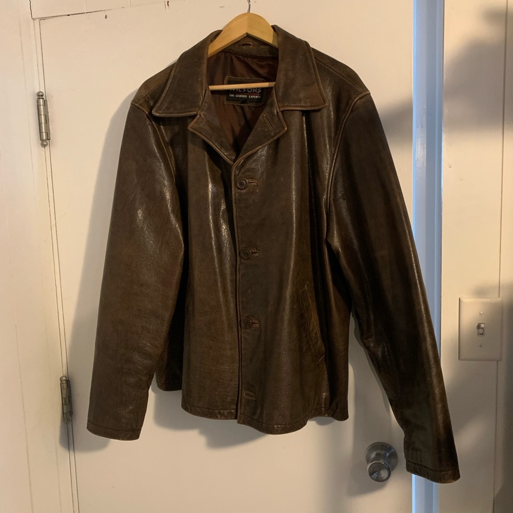 Wilsons Leather Button Leather Button Jacket, Men’s Size XL, 3 Button Vintage